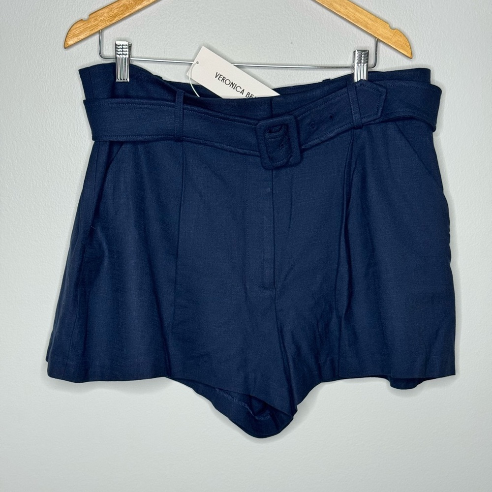Veronica Beard Piper Pleated Short Size 16 Marine blue NWT